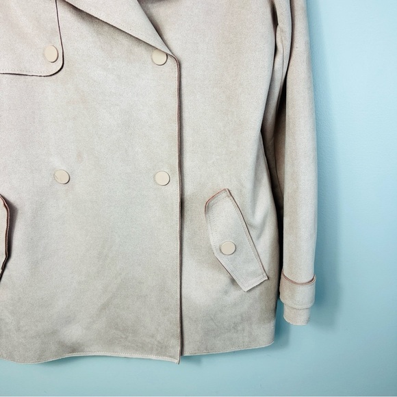 Haute Monde Blush Pink Women's Juniors Casual Faux Suede Moto Jacket size Medium - Picture 5 of 13